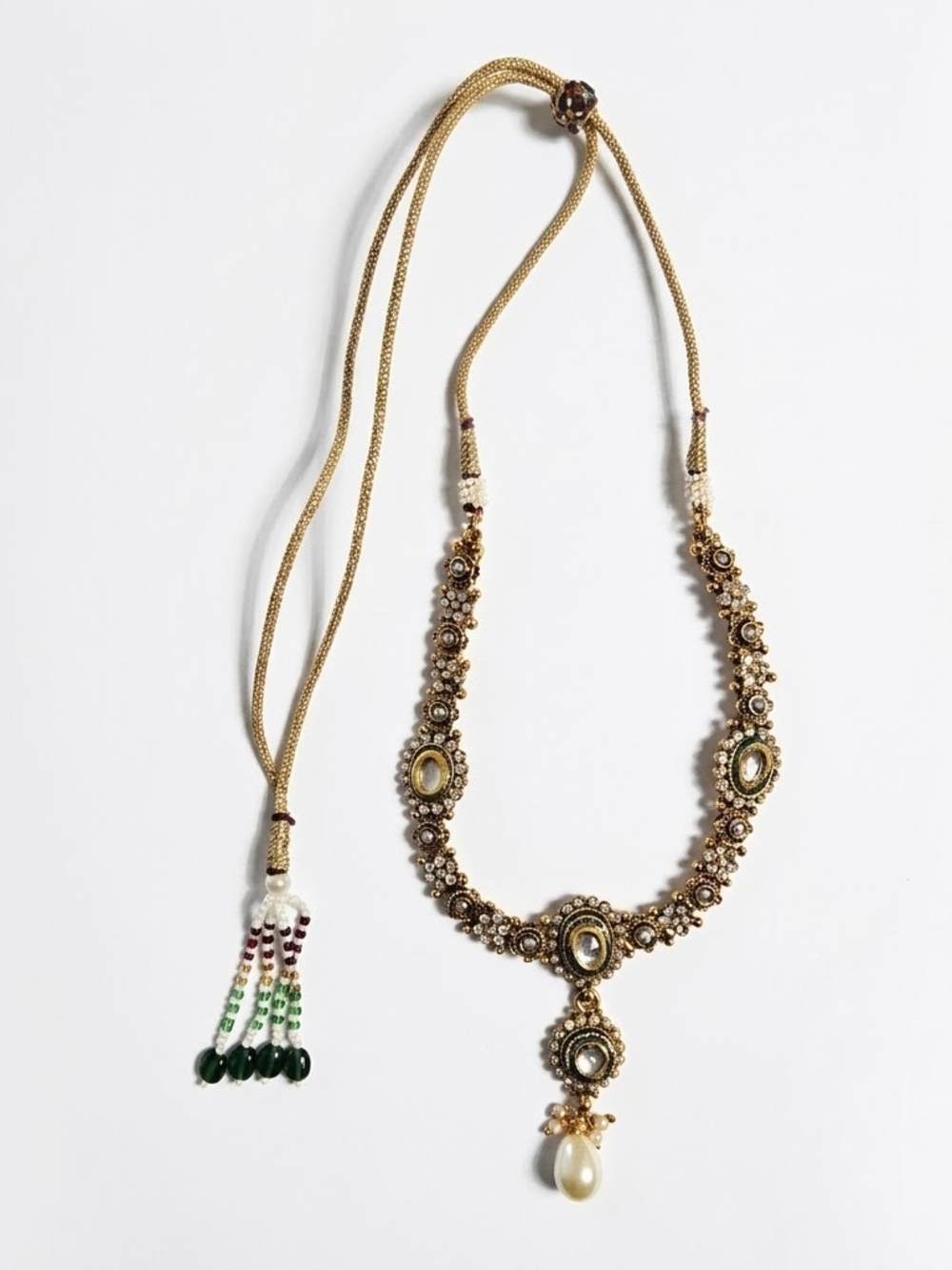 Kundan Polki Choker Necklace Gold Pearl Bollywood Ethnic